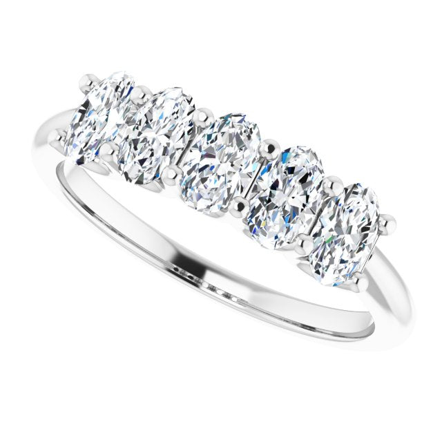 1.05 ct. Oval Cut Diamond Wedding Band 5 Stone Anniversary Ring-VIRABYANI